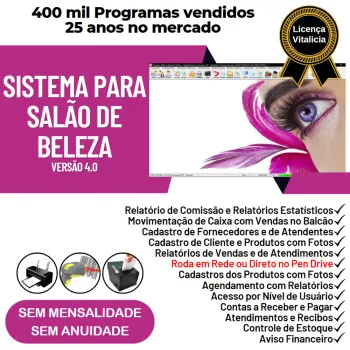Sistema Salão de Beleza, Agendamento, Vendas e Financeiro v4.0 Plus - FpqSystem