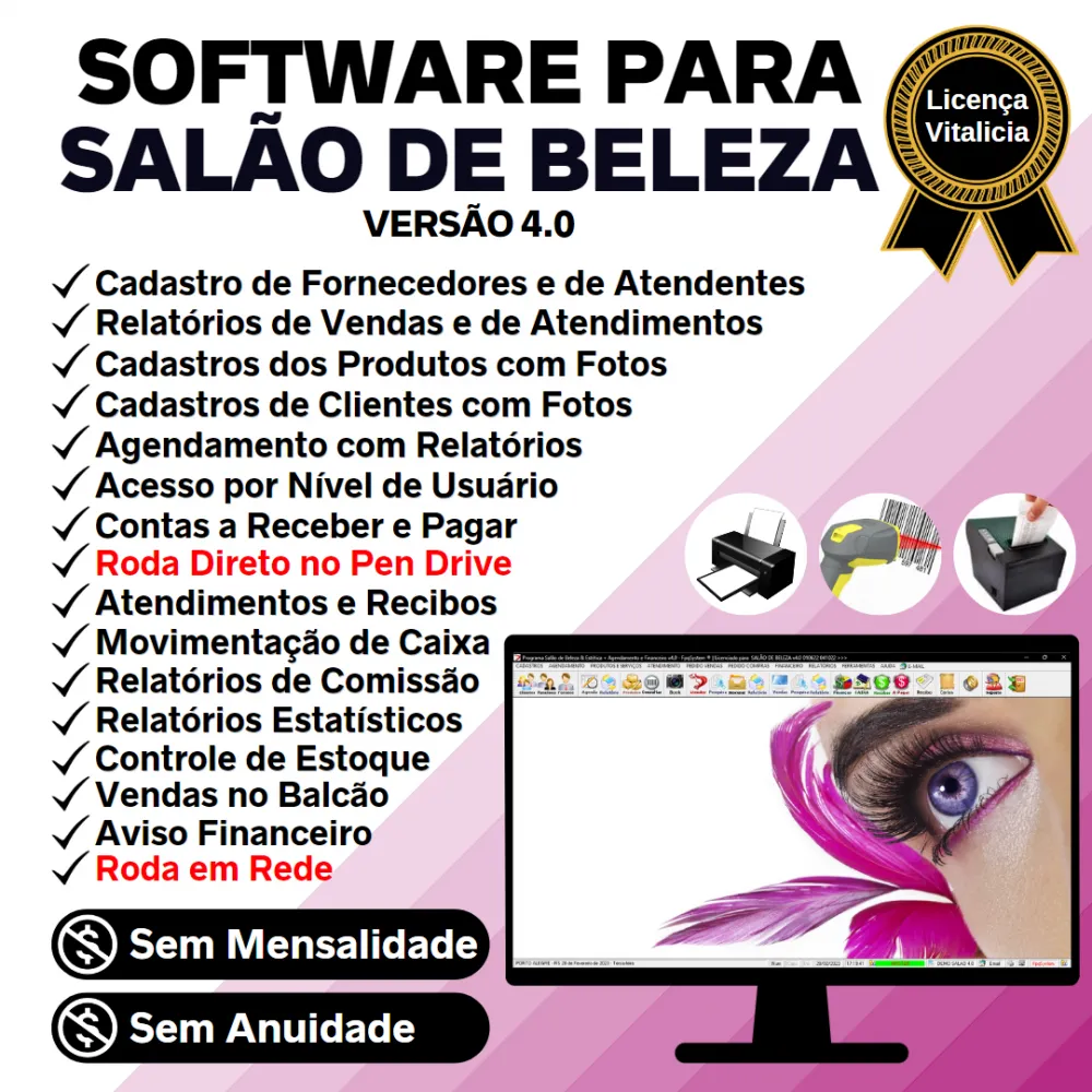 Software Salão de Beleza, Agendamento, Vendas e Financeiro v4.0 Plus - FpqSystem