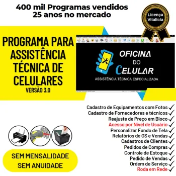 Programa Ordem de Serviço Assistência Técnica Celular, Vendas e Estoque v3.0