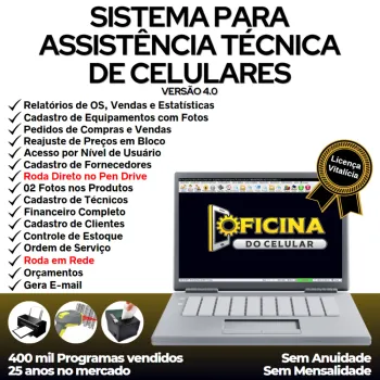 Sistema Ordem de Serviço Assistência Técnica Celular, Vendas, Estoque e Financeiro v4.0 Plus