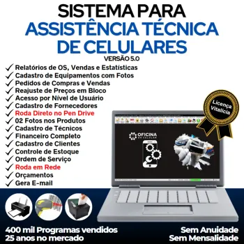 Sistema Ordem de Serviço Assistência Técnica Celular, Vendas, Estoque e Financeiro v5.0 Plus