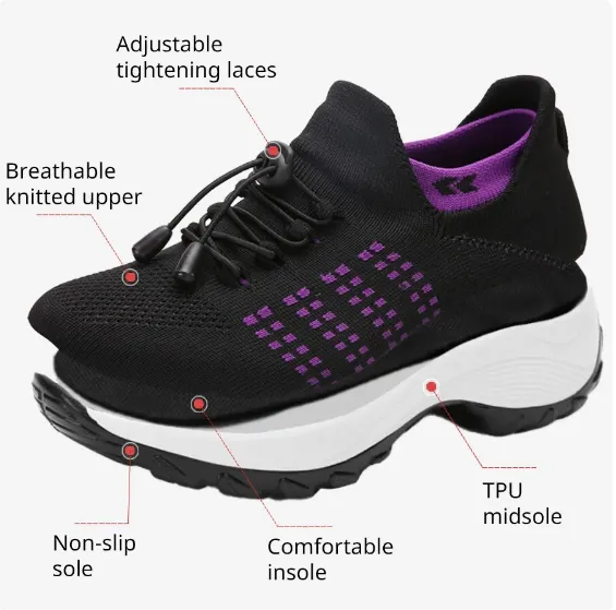 Sapatos Elásticos Esportivos para Mulheres, Sapatos de Caminhada, Treinadores, Caminhada, Fitness, Plataforma Chunky, Aumento de Altura, Mocassins Respiráveis, Lady Fashion Imagem