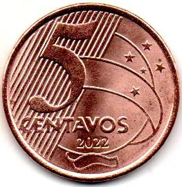 2022 - 5 Centavos - Moeda Brasil - Estado de Conservação: Soberba/Flor (Sob/FC) Imagem