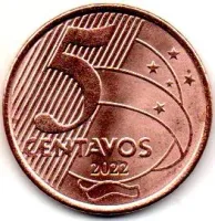 2022 - 5 Centavos - Moeda Brasil - Estado de Conservação: Soberba/Flor (Sob/FC)