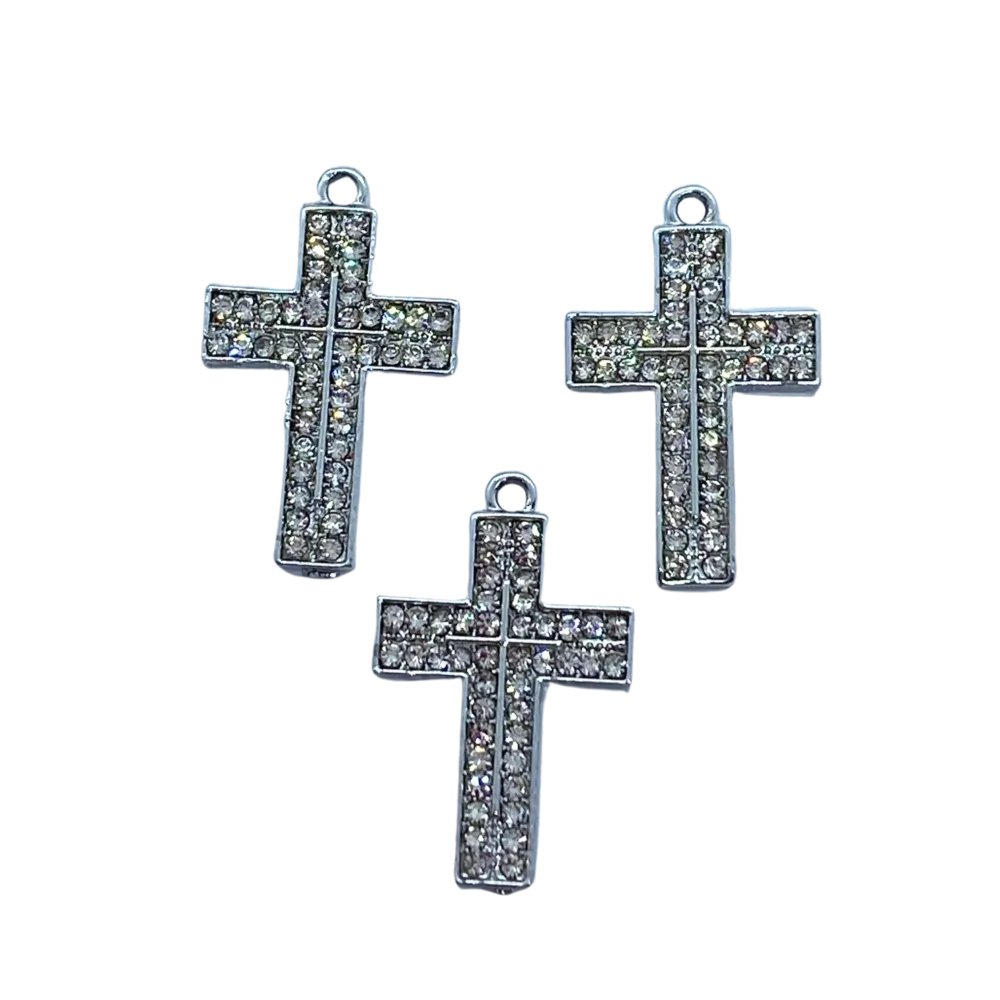 Pingente Cruz Grossa com strass