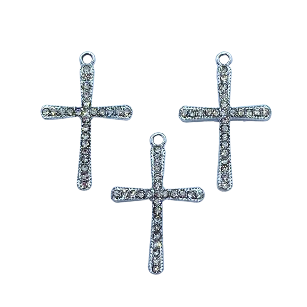 Pingente Cruz fina com strass Imagem