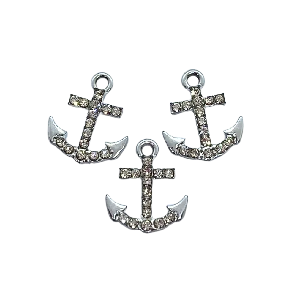 Pingente Âncora com strass 