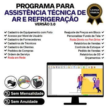 Programa Ordem de Serviço Assistência Técnica Ar e Refrigeração + Vendas e Estoque v3.0