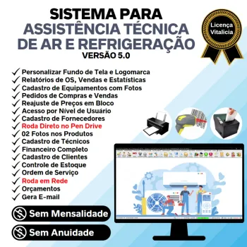 Sistema Ordem de Serviço Assistência Técnica Ar e Refrigeração + Vendas, Estoque e Financeiro v5.0 Plus