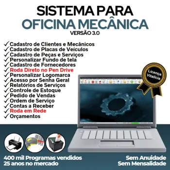 Sistema Ordem de Serviço Oficina Mecânica, Vendas e Controle de Estoque v3.0 - FpqSystem
