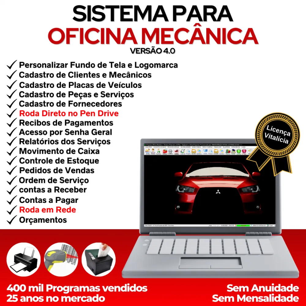 Sistema OS Oficina Mecânica, Vendas, Controle de Estoque e Financeiro v4.0
