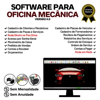 Software OS Oficina Mecânica, Vendas, Controle de Estoque e Financeiro v4.0