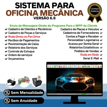 Sistema OS Oficina Mecânica com Check List, Vendas, Estoque e Financeiro v6.0 Plus +
