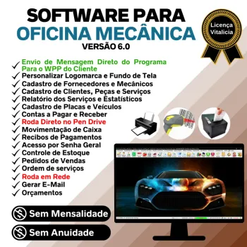 Software OS Oficina Mecânica com Check List, Vendas, Estoque e Financeiro v6.0 Plus +