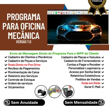 Programa OS Oficina Mecânica com Check List, Vendas, Estoque e Financeiro v6.0 Plus +