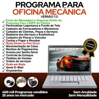Programa OS Oficina Mecânica com Check List, Vendas, Estoque e Financeiro v7.0 Plus + WhatsApp — imagem principal