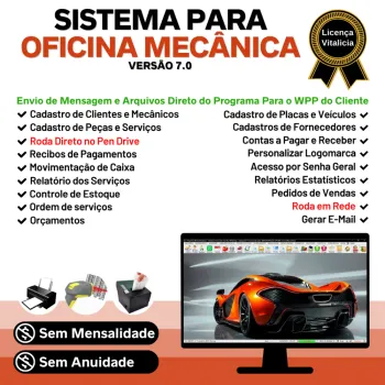 Sistema OS Oficina Mecânica com Check List, Vendas, Estoque e Financeiro v7.0 Plus + WhatsApp