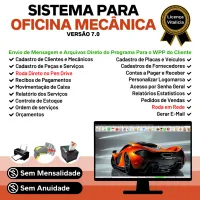 Sistema OS Oficina Mecânica com Check List, Vendas, Estoque e Financeiro v7.0 Plus + WhatsApp — imagem principal