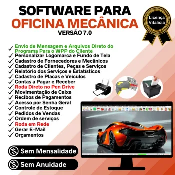 Software OS Oficina Mecânica com Check List, Vendas, Estoque e Financeiro v7.0 Plus + WhatsApp
