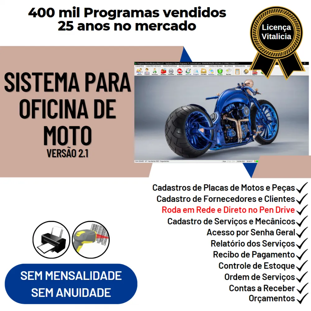 Sistema OS Oficina Mecânica Moto + Estoque v2.1