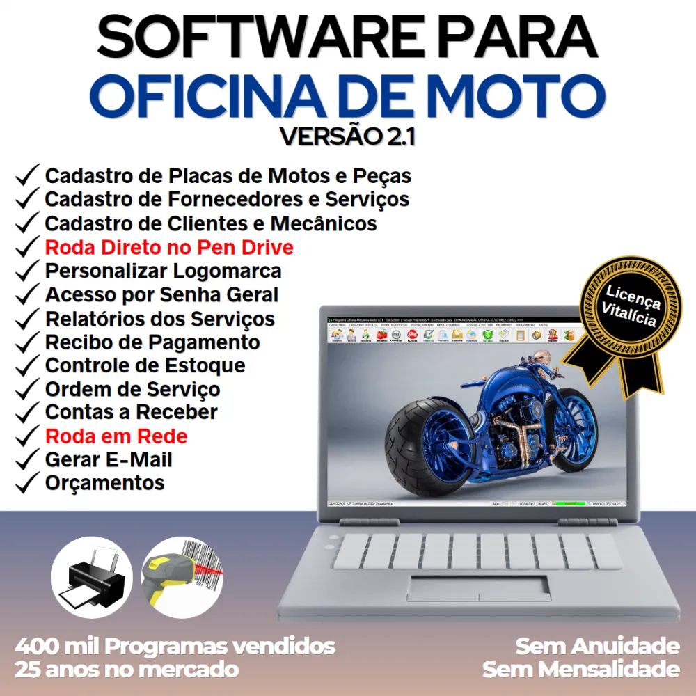 Software OS Oficina Mecânica Moto + Estoque v2.1