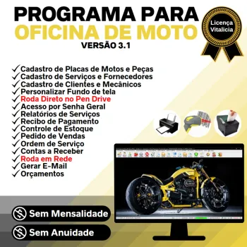 Programa OS Oficina Mecânica Moto + Vendas + Estoque v3.1