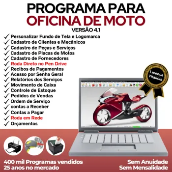 Programa OS Oficina Mecânica MOTO, Vendas, Controle de Estoque e Financeiro v4.1