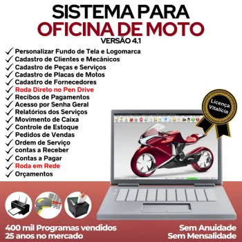 Sistema OS Oficina Mecânica MOTO, Vendas, Controle de Estoque e Financeiro v4.1