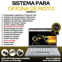Sistema OS Oficina Mecânica Moto com Check List, Vendas, Estoque e Financeiro v5.1 Plus — imagem principal