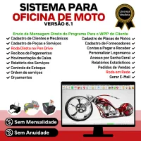 Sistema OS Oficina Mecânica Moto com Check List, Vendas, Estoque e Financeiro v6.1 Plus + — imagem principal
