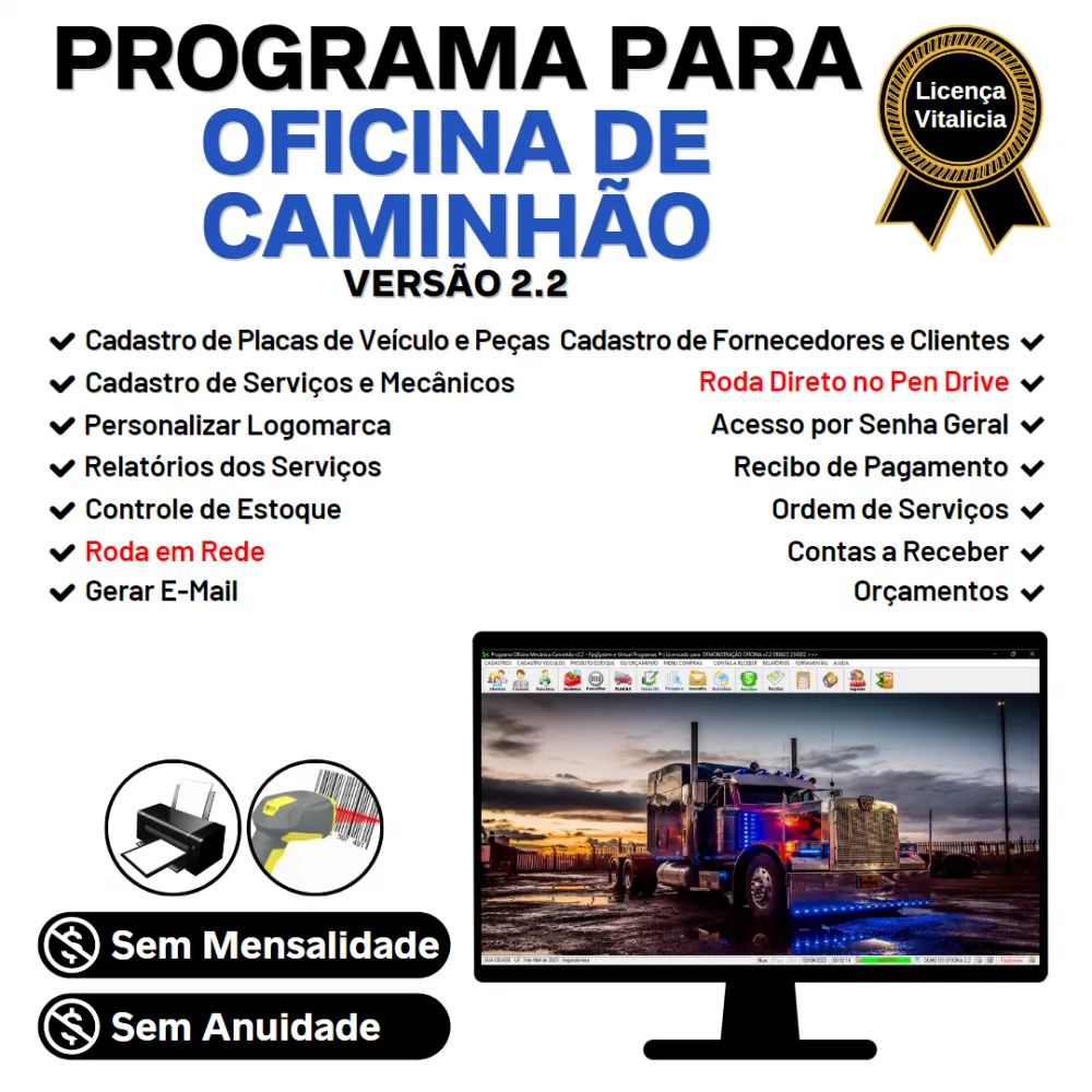 Programa OS Oficina Mecânica Caminhão + Estoque v2.2