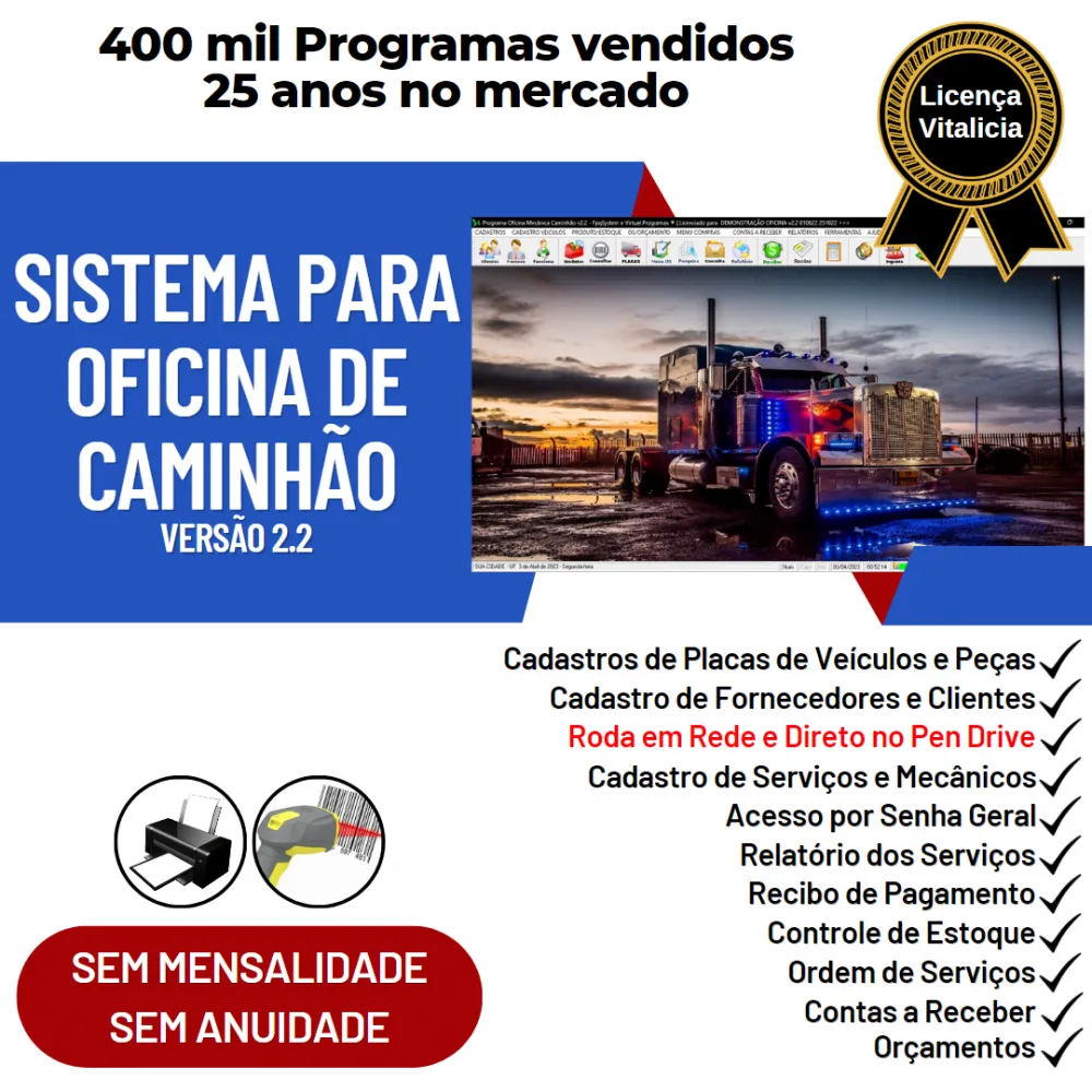 Sistema OS Oficina Mecânica Caminhão + Estoque v2.2