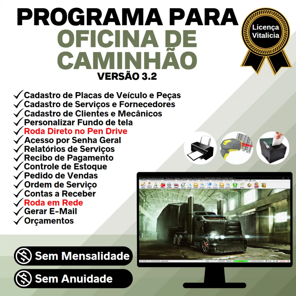 Programa OS Oficina Mecânica Caminhão + Vendas + Estoque v3.2