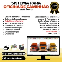 Sistema OS Oficina Mecânica Caminhão com Check List, Vendas, Estoque e Financeiro v5.2 Plus — imagem principal