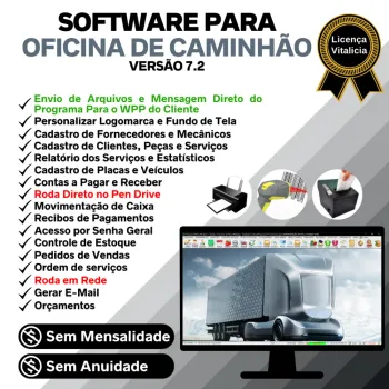 Software OS Oficina Mecânica Caminhão com Check List, Vendas, Estoque e Financeiro v7.2 Plus + WhatsApp