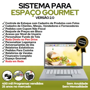 Sistema Espaço Gourmet + PDV + Controle de Mesas e Financeiro v2.0 - Plus - FPQsystem