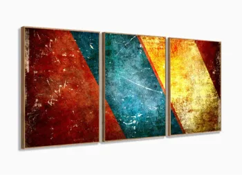 Quadro Decorativo  Quarto Fundo Colorido Abstrato 120x60 mosaico 3 peças em tecido
