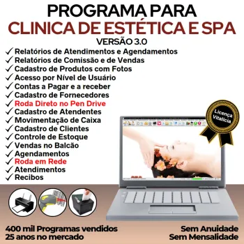 Programa Clinica de Estética e SPA, Agendamento, Vendas e Financeiro v4.0 Plus - FPQsystem