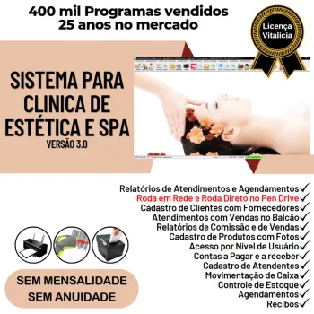 Sistema Clinica de Estética e SPA, Agendamento, Vendas e Financeiro v4.0 Plus - FPQsystem