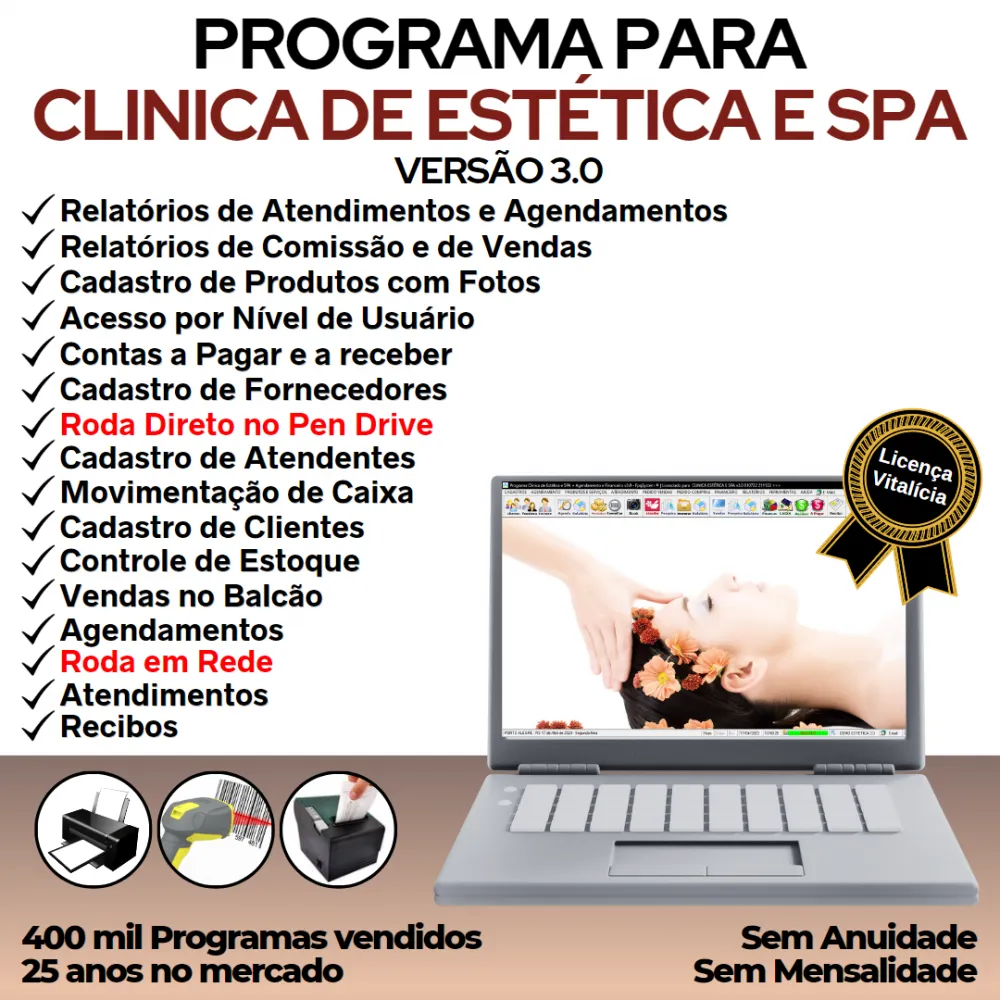 Programa Clínica de Estética e SPA, Agendamento, Vendas e Financeiro v3.0 - FPQsystem