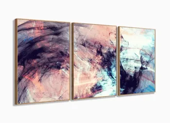 Quadro Decorativo Abstrato Claro Traços 3 peças 120x60