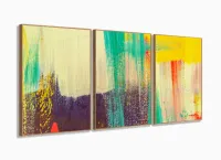 Quadro Decorativo Abstrato Color Pincel 120x60 3pç