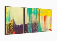 Quadro Decorativo Abstrato Color Pincel 120x60 3pç - Foto 2