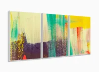 Quadro Decorativo Abstrato Color Pincel 120x60 3pç - Foto 4