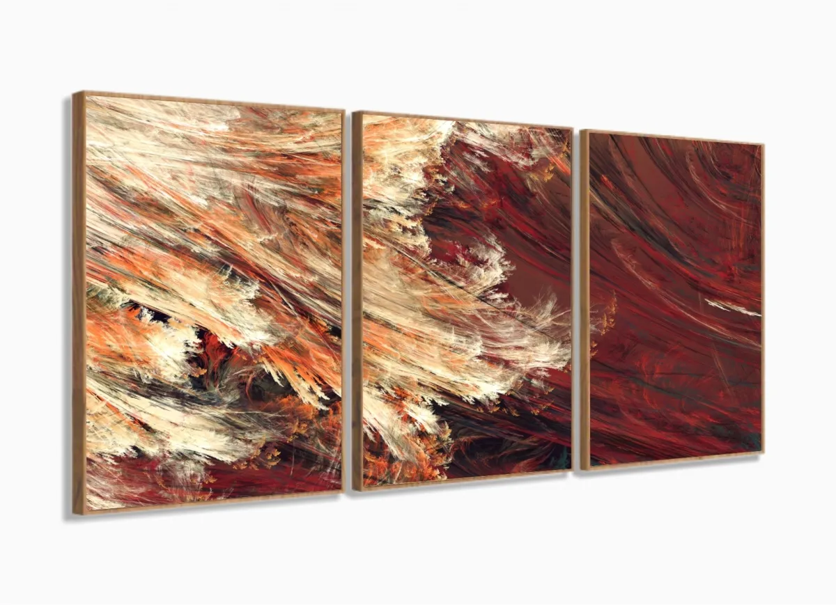 Quadro Decorativo Abstrato Fractal 120x60 3 pçs sala quarto Imagem