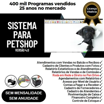 Sistema para Petshop e Agropecuária com Agendamento, Vendas e Financeiro v4.0 Plus - FPQsystem