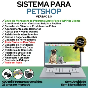 Sistema para Petshop com Agendamento, Vendas e Financeiro v5.0 Plus + WhatsApp - FPQsystem