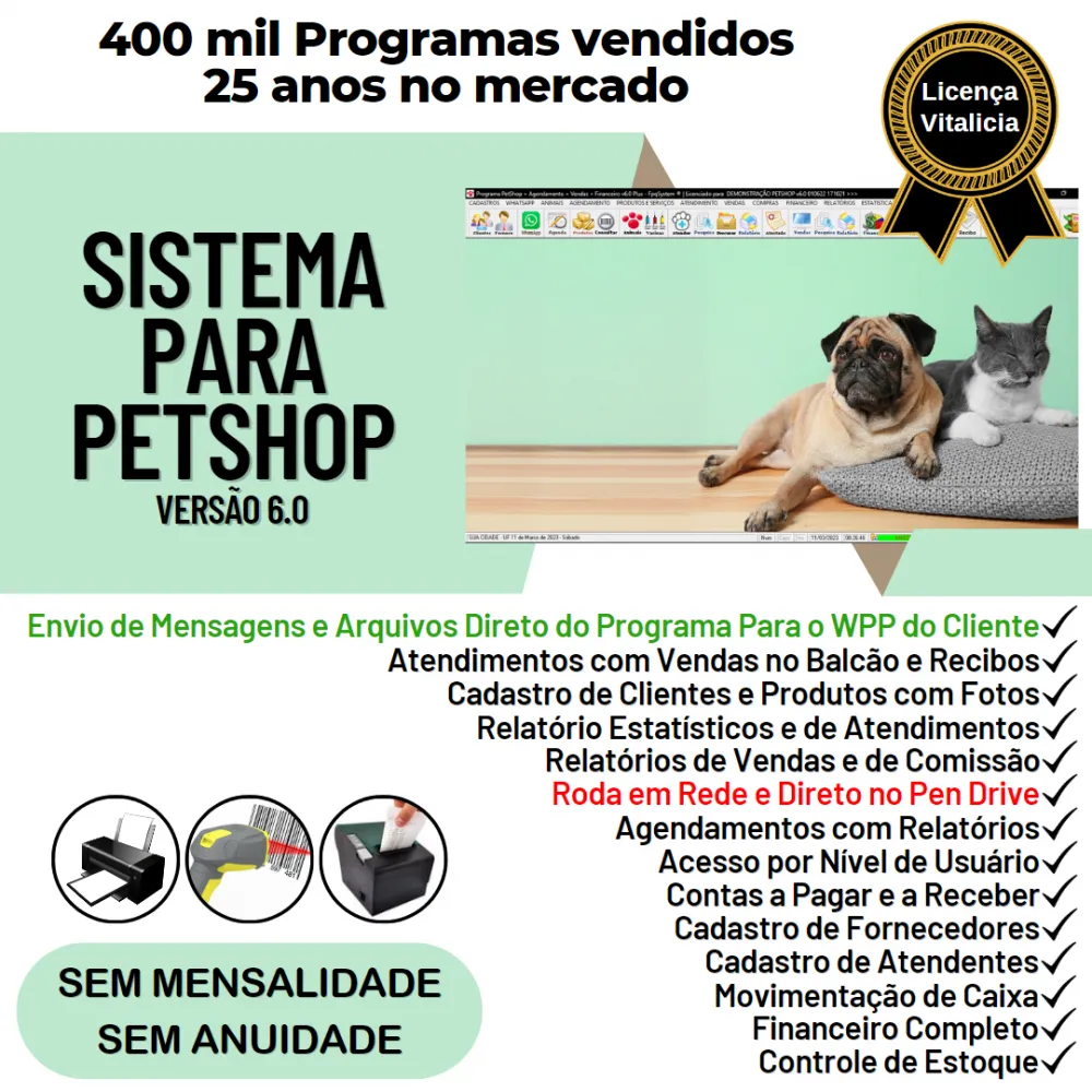 Sistema para PetShop com Agendamento, Vendas e Financeiro v6.0 Plus + WhatsApp - FPQsystem