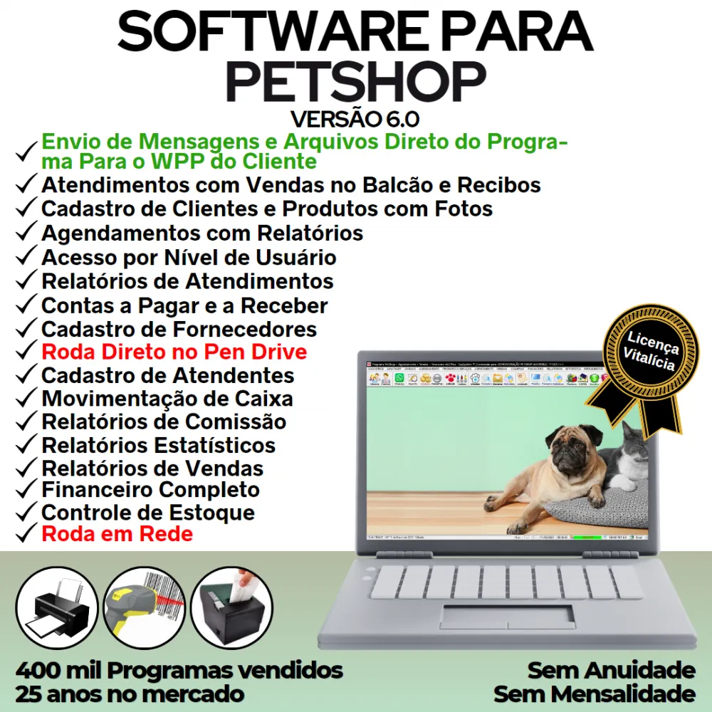 Software para PetShop com Agendamento, Vendas e Financeiro v6.0 Plus + WhatsApp - FPQsystem
