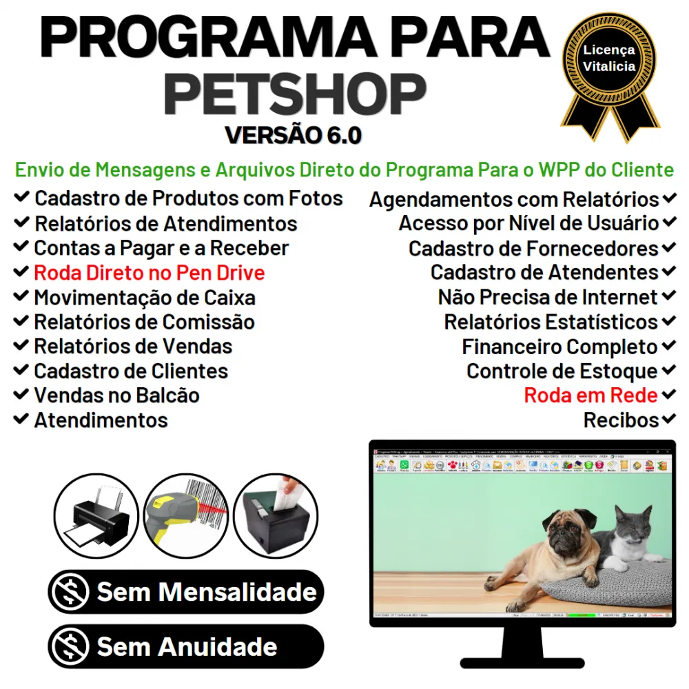 Programa para PetShop com Agendamento, Vendas e Financeiro v6.0 Plus + WhatsApp - FPQsystem